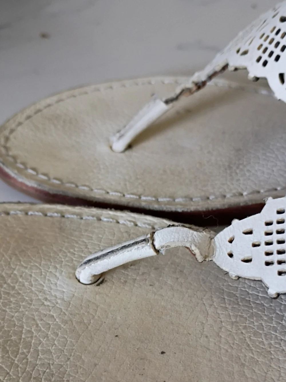Tory Burch Women’s White Laser-Cut Thong Sandals